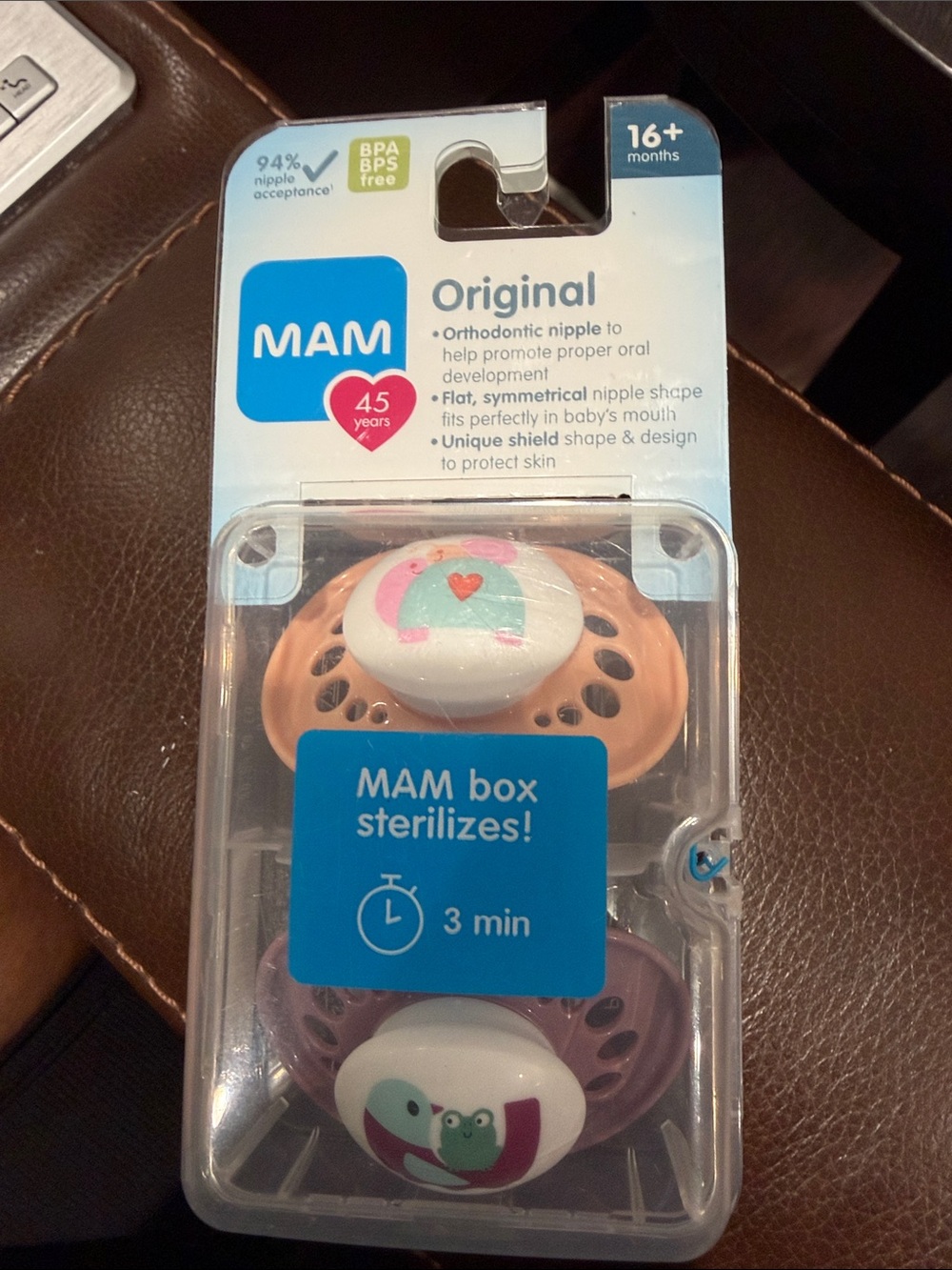 MAM Original 2-Pack Pacifiers in Peach & Mauve